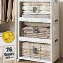 OlarHike 76QT Lockable Storage Bins with Lids - Folding Storage box with Doors and Wheels, Collapsible Plastic Bins for Closets, Office, Stackable Organizer and Containers, Gifts, 3 Pack Cubes