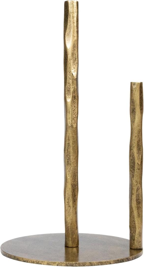 Paper Towel Holder, Hand-Forged Vintage Gold Paper Towel Stand Holder, Kitchen Heavy Duty Solid Metal Countertop Roll Paper Organizer