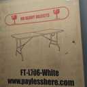 FDW 6FT Folding Table, Portable Fold-in-Half Plastic Picnic Party Table with Carrying Handle (White