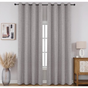 CUCRAF 100% Blackout Window Curtains 54 inches Long 2 Panels Set, Faux Linen Look Thermal Insulated Grommet Drapes, Room Darkening Curtain for Bedroom Living Room(W52 x L54 Inch, Light Grey)