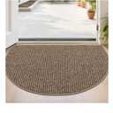 Dirt Trapper Door Mat 24" x 36" Half Circle Non-Slip Washable Doormats Entrance Rugs Absorbent Welcome Low Profile Floor Mats for Front Back Door and Entryway, Taupe