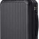 LIGHT FLIGHT Carry On Luggage 22x14x9 Airline Approved, Durable Hard Shell Carry On Suitcases with Wheels, Expandable Hardside Lightweight Travel Luggage with TSA Lock 20 Inch Carry on, Black
