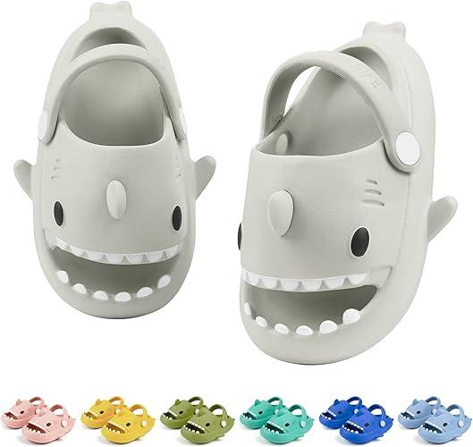 LAKIGE Kids Shark Cloud Slides  Toddler Boys Girls Shower Slippers  Youth Cute Cartoon Fish Flip Flops  Baby Beach Pool Home Sandals  Quick Dry Non-Slip 180