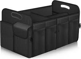 Car Trunk Organizer, Trunk Storage Organizer with 72L Large Capacity Waterproof Collapsible and 11 Pockets, Trunk Organizer for Suv/Jeep/Sedan, Large Size, Black