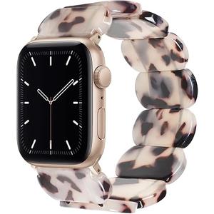 Heesch Upgraded Stretchy Resin Watch Band Compatible with Apple Watch for Women, Men, Tortoise Shell Fashion Watch Strap Bracelet Wristband for iwatch Series Ultra/10/9/8/7/SE/6/5/4/3/2/1, 38/40/41mm, Rectangle Version