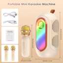 Mini Karaoke Machine for Kids & Adults with 2 Wireless Microphones Portable Karaoke Machine 2x5W Bluetooth Speaker Birthday Gift Toys Gifts for Kids Family Home Outdoor Party Cream