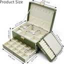 Jewelry Organizer Box, Jewelry Box Organizers for Women Girls, 3 Layers Large Leather Jewels Storage Case for Earring, Rings, Necklaces Bracelets, Big and Small Jewellery, Watch, Gift (OliveGreen)