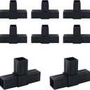 8 PCS 1''/25mm Plastic Square Tube Connector, 3-Way T-Shaped Pipe Fitting, Suitable for OD 25mm/1'' Square Tube, Corner Joint Connector for Shelf, Fence, Handrails (Black)