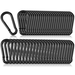 50 Pack 2" Heavy Duty Carabiner Clips, M5 Black Galvanized Steel Spring Snap Hooks, Rust-Resistant Keychain Clips for Hammock, Camping, Hiking, Fishing, Swing Set