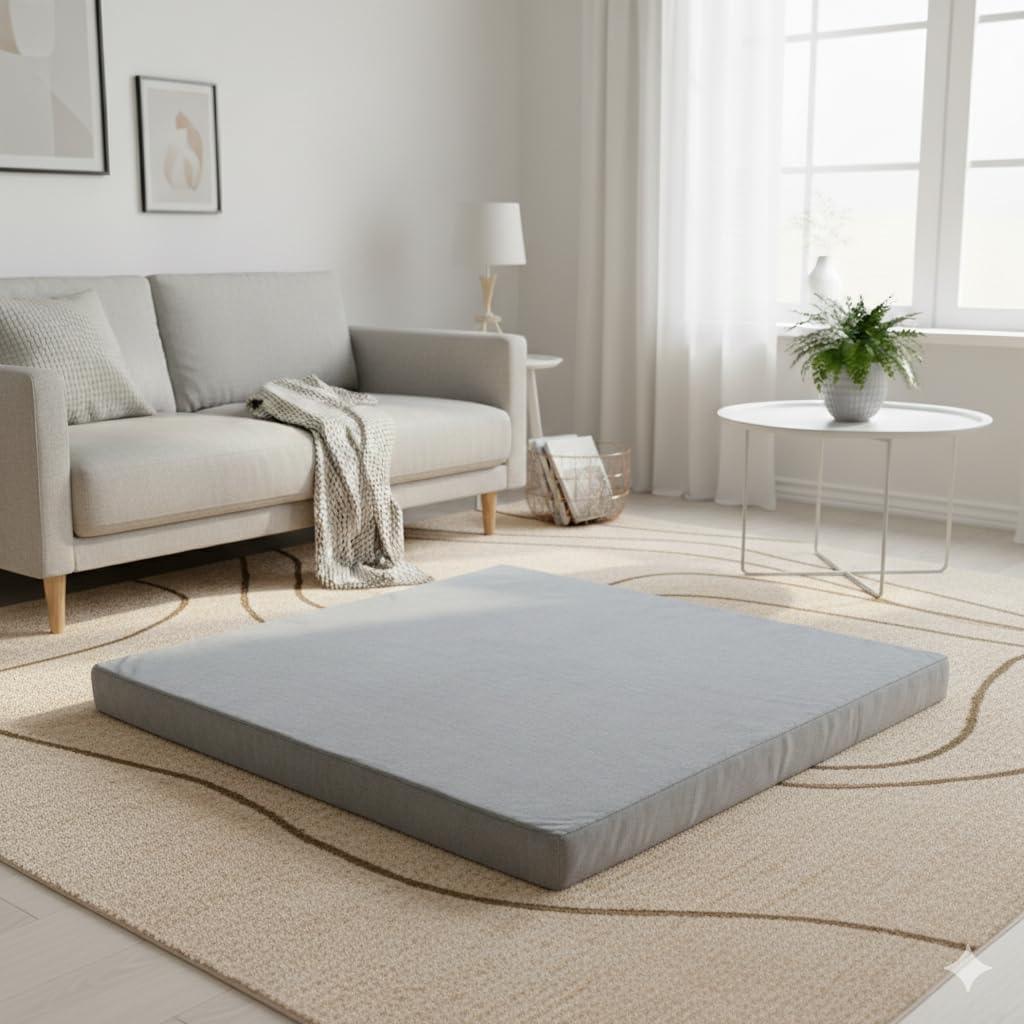 Velvet Zabuton Meditation Mat - Large Floor Pillow for Adults & Yoga Meditation Cushion - High Density Foam Floor Seating with Washable Cover, 31x31 Inch (Gray) (Grey)