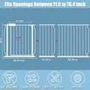 Extra Wide Baby Gates 71.5-76.3 Inch White Pressure Mounted Baby Gate Indoor Safety Gates Pressure Mounted Child Gate for Stairs Doorways Hallways