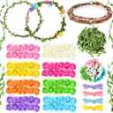 Syhood Rose Style Crowns Making Kit, 168 Pcs Parts, Make Your Own Flower Crown Wreath Headbands Craft Set Hair Accessories Handmade DIY Floral Crown Garland Kit Presents for Woman Adult Party