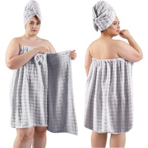 REDKISS Towel Wrap for Women, XL Spa Shower Wrap with Hair Towel