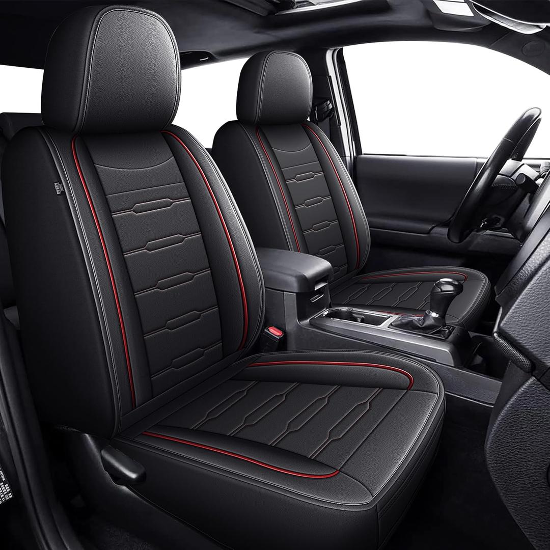 Seat Covers Fit for Tacoma:2024 2025 2026 - Full Set Car Seat Covers Compatible with Toyota Tacoma - Truck Pickup Double/Crew Cab SR SR5 TRD Sport TRD Off-Road PreRunner Trims (5 Seats,Redline)
