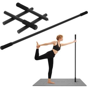 Yoga Stick, 5ft Exercise Stick for Mobility, Stretching Stick with Non-Slip Ends, Exercise Dowel for Pilates, Balance Pole and Stretch Bar for Stretching Equipment (1 PCS 60 inches Sturdy Steel)