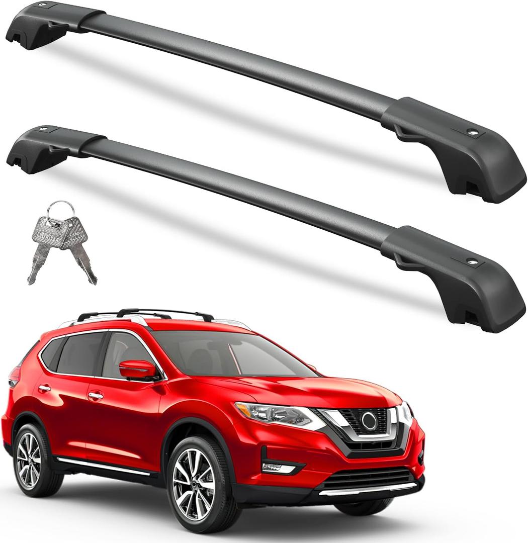 Roof Rack Cross Bars 220lbs Compatible with Nissan Rogue 2014-2020 (with Raised Side Rails), Heavy Duty Aluminum Lockable Roof Rails Crossbars Black Rooftop Cargo Carrier Luggage