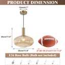 KCO Lighting Vintage Gold Pendant Light Fixture Amber Glass Pendant Light Mid Century Modern Lantern Light Antique Brass Dining Room Light Large Hanging Light Fixture
