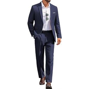 Men Suits Classic Fit 2 Piece Suit Set One Button Casual Blazer Wedding Bussiness Suit Separates, Size L