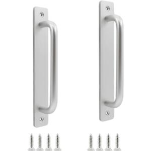 2 Pack Rustic Barn Door Handles, 7 inch Aluminum Alloy Modern Handles for Sliding Door & Cabinets, Silver