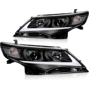 ECCPP Headlight Assembly For Toyota Camry 2012-2014 Headlamps Black Housing Clear Lens