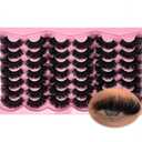 Mink Lashes Fluffy Big Dramatic Cat Eye Strip Lashes Pack D Curl 25mm Long 3D Volume Thick Faux Mink False Eyelashes Bulk 21 Pairs