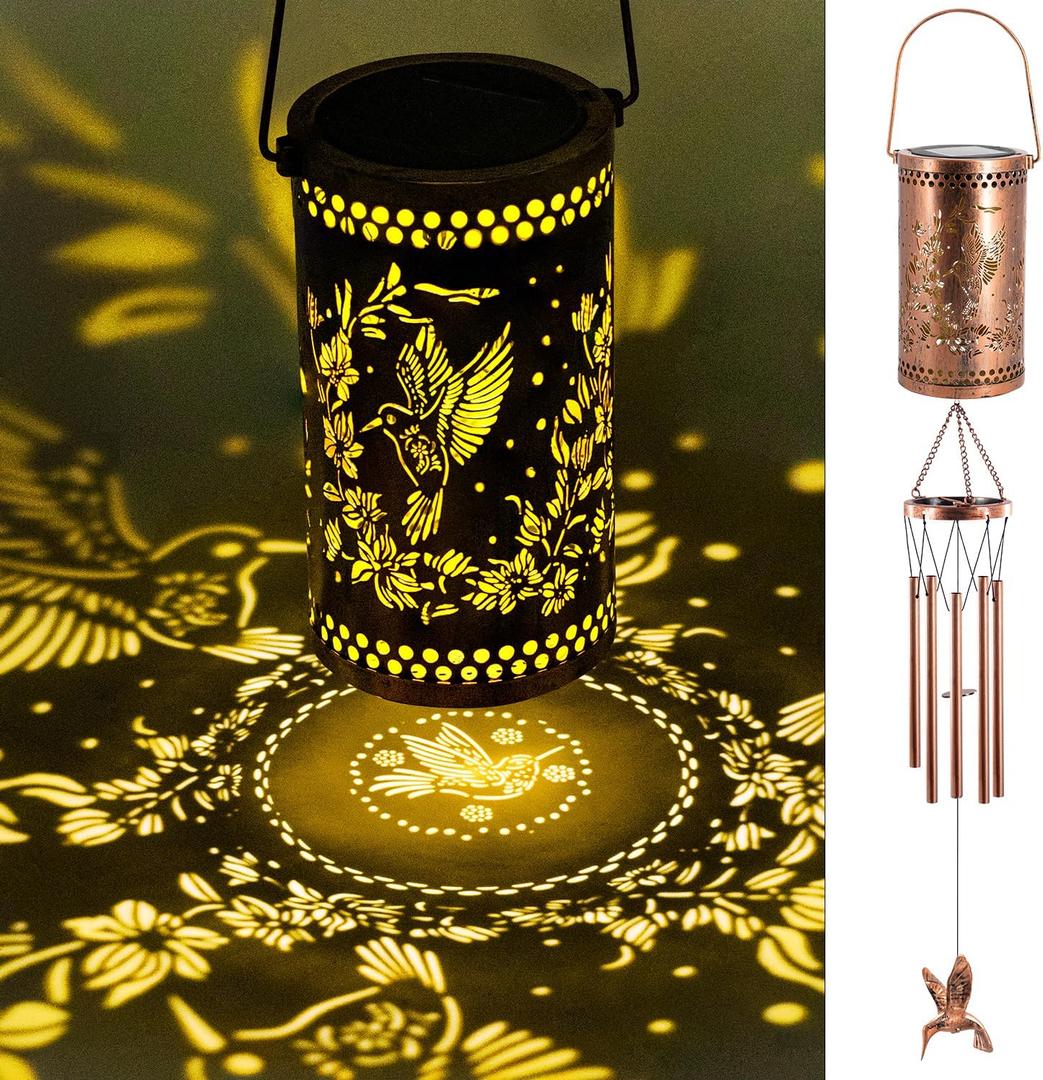 Solar Wind Chimes for Outside, 36" Hummingbird Hanging Solar Lantern for Mom, Christmas Windchimes Outdoors Mom Grandma Gifts,Garden Decor led Lights Wind Chime for Patio Yard, for Women Grandma