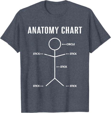Anatomy Chart Funny Medical School Students Graphic T-Shirt (Small, Black)