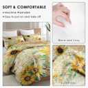 WeCozy Queen Size Comforter Set with 2 Pillowcases, Flower Rustic Thanksgiving Soft 3 Pcs Bedding for Kids and Adults, Sunflower Floral Yellow Comforter Set for Bedroom Bed Decor