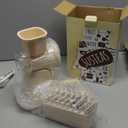 SUSTEAS Rotary Cheese Grater with Handle - Vegetable Shredder with 5 Well-designed Blades & Strong Suction Base,Round Mandoline Slicer & Food Chopper for Kitchen,with Blade Storage Box(Beige)