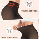 QooNoo Women Fleece Lined Tights High Waisted Pantyhose Opaque Black Sheer Translucent Winter Warm Leggings Shapewear (Black, XXL)