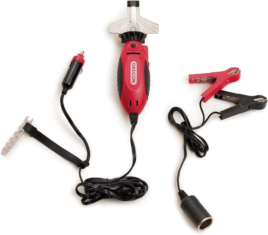 Oregon 12V Sure Sharp Handheld Electric Chainsaw Chain Grinder/Sharpener, 2-in-1 Saw Chain Sharpening & Maintenance Tool, 16 Cable (575214)