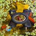 Aquarium Floating Betta Fish Log, Hide Tunnel and Hammock Toy, Small Fish Or Shrimp Hide Resting Cave, Floating Feeder, Feeding Ring, Tank Accessories Decoration (Black)