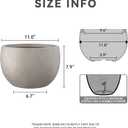 Kante 11.8" Dia Round Concrete Planter, Outdoor/Indoor Large Bowl Plant Pots with Drainage Hole and Rubber Plug for Garden Patio Balcony Home, Weathered Concrete