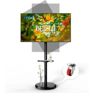 Small Mobile TV Stand for Most 10-48 Inches TV,Rolling TV Cart with Height Adjustable,10 Tilt, 360Swivel, 30Leveling,Max VESA 200X200mm,for Live Streaming,Home,Office (White, Style 1)