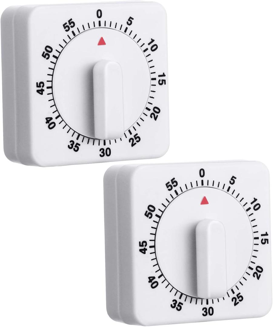 Weewooday 2 Pieces 60 Minute Visual Kitchen Timer Hour Mini Countdown Mechanical Timer Loud Voice for Kitchen, Homework, Exercise