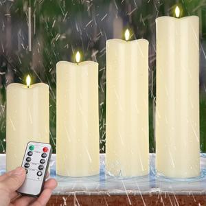 Rossesay 4 Pcs Extra Large 8" 10" 12" 14" X 4" Flameless Battery Candles