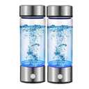 Hydrogen Water Bottle Generator 2pack, Glass Hydrogenated Water Bottles Health Cup, Hydrogen Water Generator w SPE/PEM Tech Improve Water for Home/Office/Travel/Daily Drinking Gift for Mom Father Day (Silver)