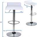 Set of 2 Barstool, Adjustable Swivel Bar Stools with PU Leather and Chrome Base, Gaslift Pub Counter Chairs, White, 15 inches x 15 inches x 33 inches