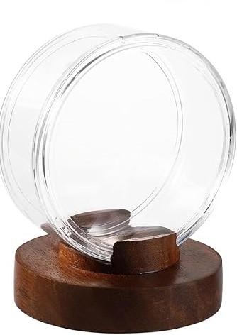 Hockey Puck Display Cases with Wooden Bases, Acrylic Clear Hockey Puck Display Stand Hockey Puck Holder Frame Souvenir Display Stand for Displaying Autograph Hockey Puck Collection
