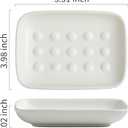 Miamolo Soap Dish, Ceramic Soap Holder Shower Soap Dish for Bar Soap Sponge, Soap Saver Tray for Bathroom Kitchen Sink, White