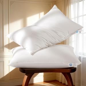 Goose Down Pillow King Size Set of 2 Pack,Hotel Collection 1050+ Fill Power Luxury Bed Feather Pillow for Side Back Stomach Sleepers, Soft 100% Cotton ShellWhite,20" x 36"