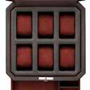 ROTHWELL 6 Slot Leather Watch Box with Valet Drawer - Luxury Watch Case Display Organizer, Microsuede Liner, Locking Mens Jewelry Watches Holder, Men's Storage Boxes Holder Large Glass Top (Black/Red)
