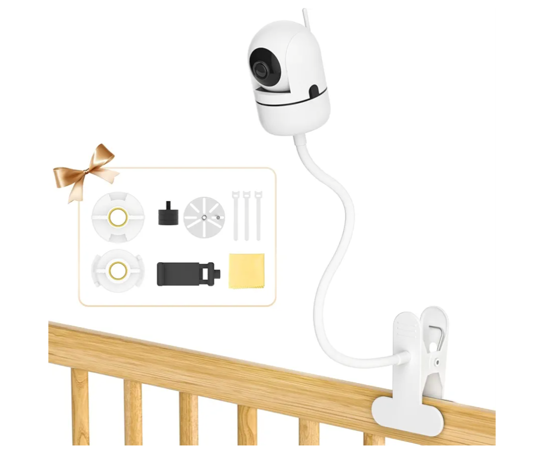 Universal Baby Monitor Crib Mount for HelloBaby, VTech, Infant Optics DXR 8 & DXR-8 Pro, ANMEATE, Nanit Pro, Eufy, Owlet, VAVA - 19.4" Flexible Goosenesk Baby Monitor Crib Holder for 360° Adjustable