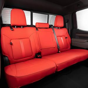Leather Car Seat Covers for 2019-2026 Silverado/Sierra Crew Cab,Red