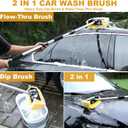 54" Car Wash Brush with Long Handle and 12" Soft Bristle Brush Head, Water Flow-Thru Car Washing Brush with Hose Attachment for Cleaning Car, RV, Truck, Boat, Camper, House Siding and More