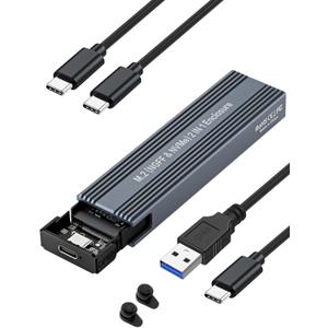 M.2 NVME SATA SSD Enclosure Adapter,V VCOM USB 3.2 Gen 2 10Gbps NVMe PCI-E 6Gbps SATA M-Key / B+M Key Solid State Drive External Adapter with UASP Trim, for SSDs 2242 2260 2280