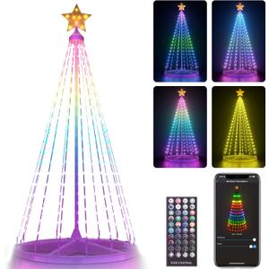 Lumary Christmas Cone Tree Lights 6.8FT 295 LED, Smart Color Changing Artificial Tree Light Sync Musical APP & Remote Control, Decor for Porch Garden Patio Indoor Outdoor New Year Christmas Decoration