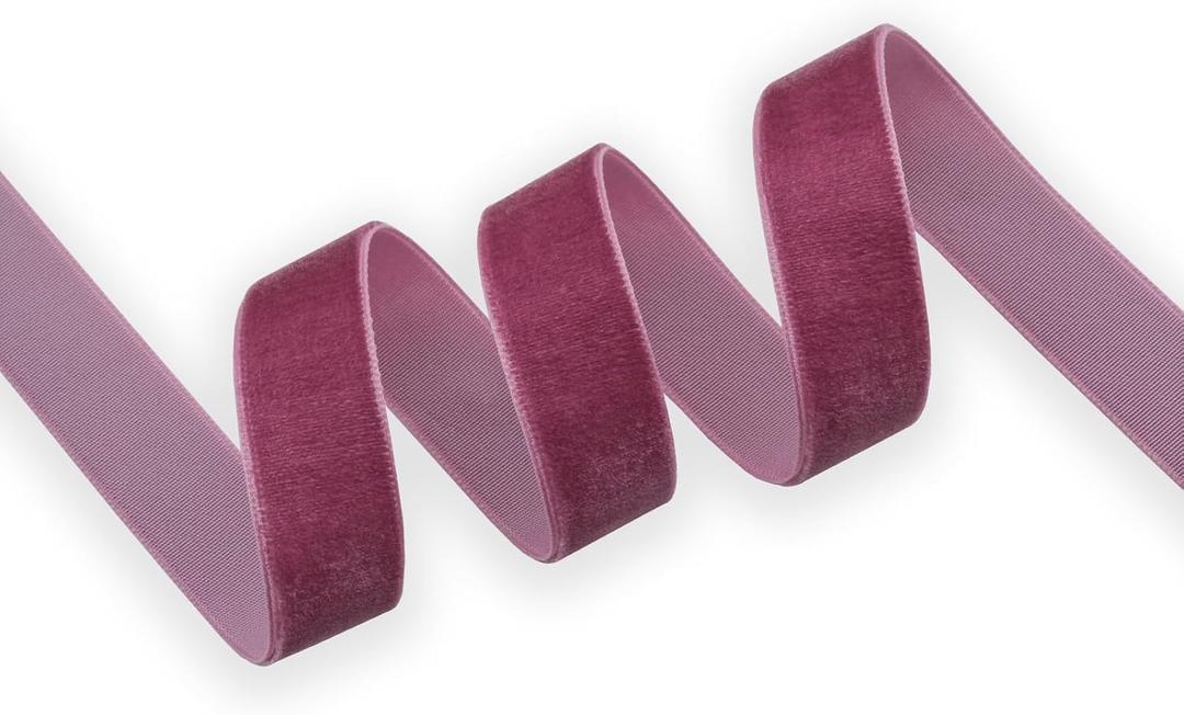 Dusty Rose Velvet Ribbon 5/8 Inch Single Face Nylon for Gift Wrapping, Hair Bows, Choker, Wedding Decorations, Cafts, Bouquet - 25 Yards