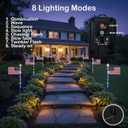 4th of July Decorations Outdoor American Flag Lights, 8-Pack Solar Powered Pathway Lights with USA Flags and LED Stars, Red White and Blue Patriotic Yard Decor