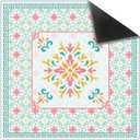 Turquoise Pink Chinoiserie Floral Mahjong Mat 31.5 x 31.5 in, Abstract Art Chinese Non-Slip Noise Reduction Gaming Mat for Table American Mahjong Poker Board Games Card Games Dominoes
